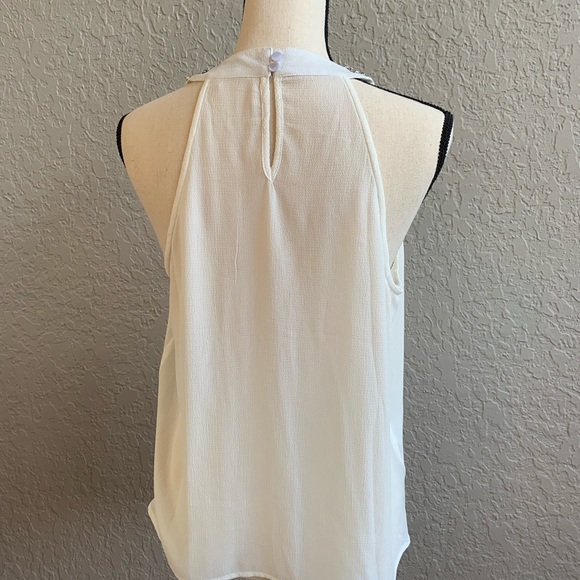 White Blouse with Iridescent Crystal Neck Line 💎 - Picture 2 of 2